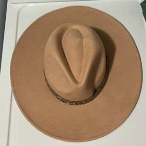 Snake skin belted flat brim hat